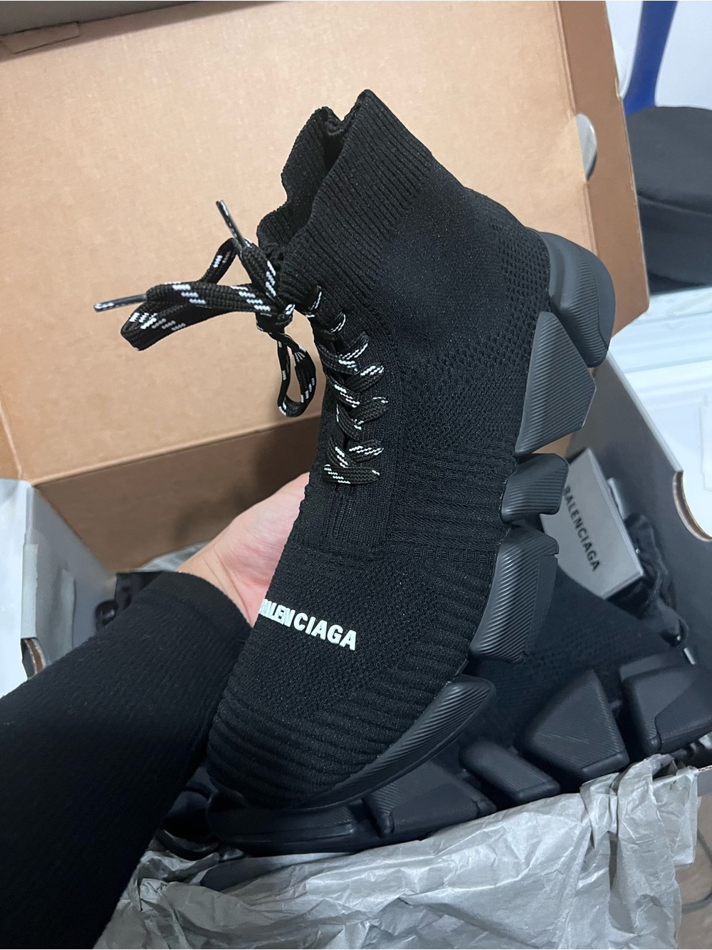 Balenciaga SPEED 2.0 LACE UP RECY.K/S.MON NEW RECYCLED KNIT/SOLE MONOC. BLACK - Picture 2 of 7